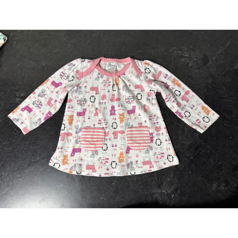 CJP Baby 4pc Outfit Set 6-9 Months Pink Unicorn Hooded Cardigan Bodysuits Dress